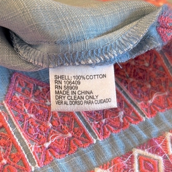 Cremieux Blue Embroidered Long Sleeve Tunic Top - Picture 5 of 8